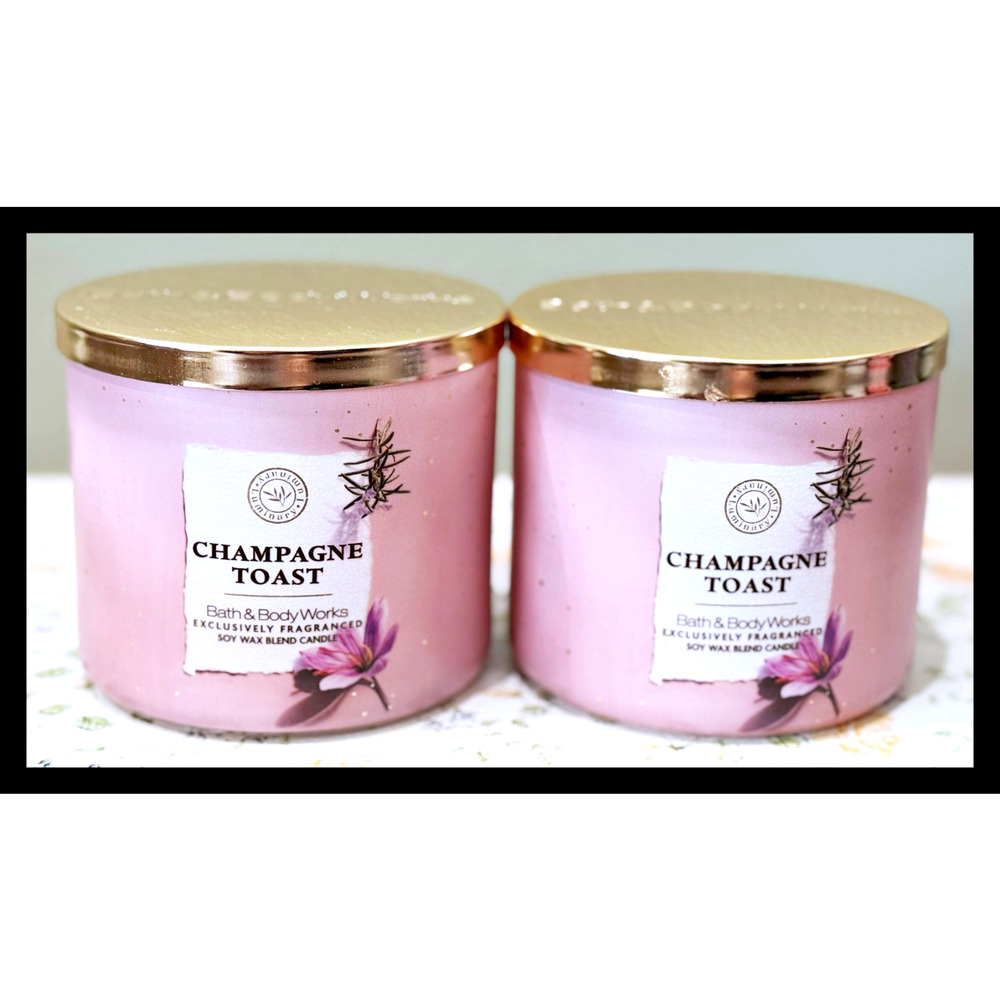 Lot of 2 Bath & Body Works Champagne Toast Large 3-Wick Scented Candle 14.5oz
